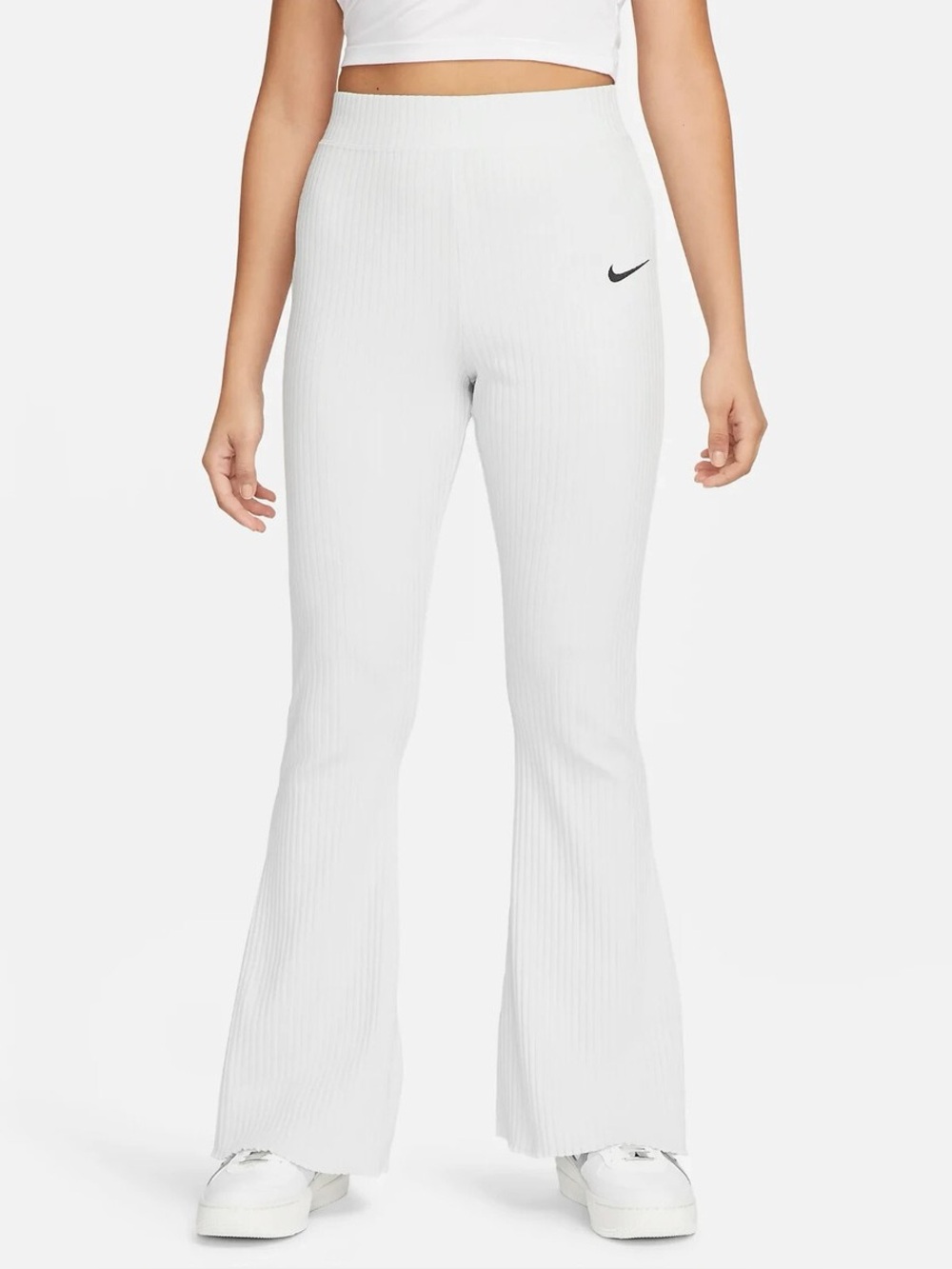 Nike ribbed flared jersey sweatpants in gray loungewear m
